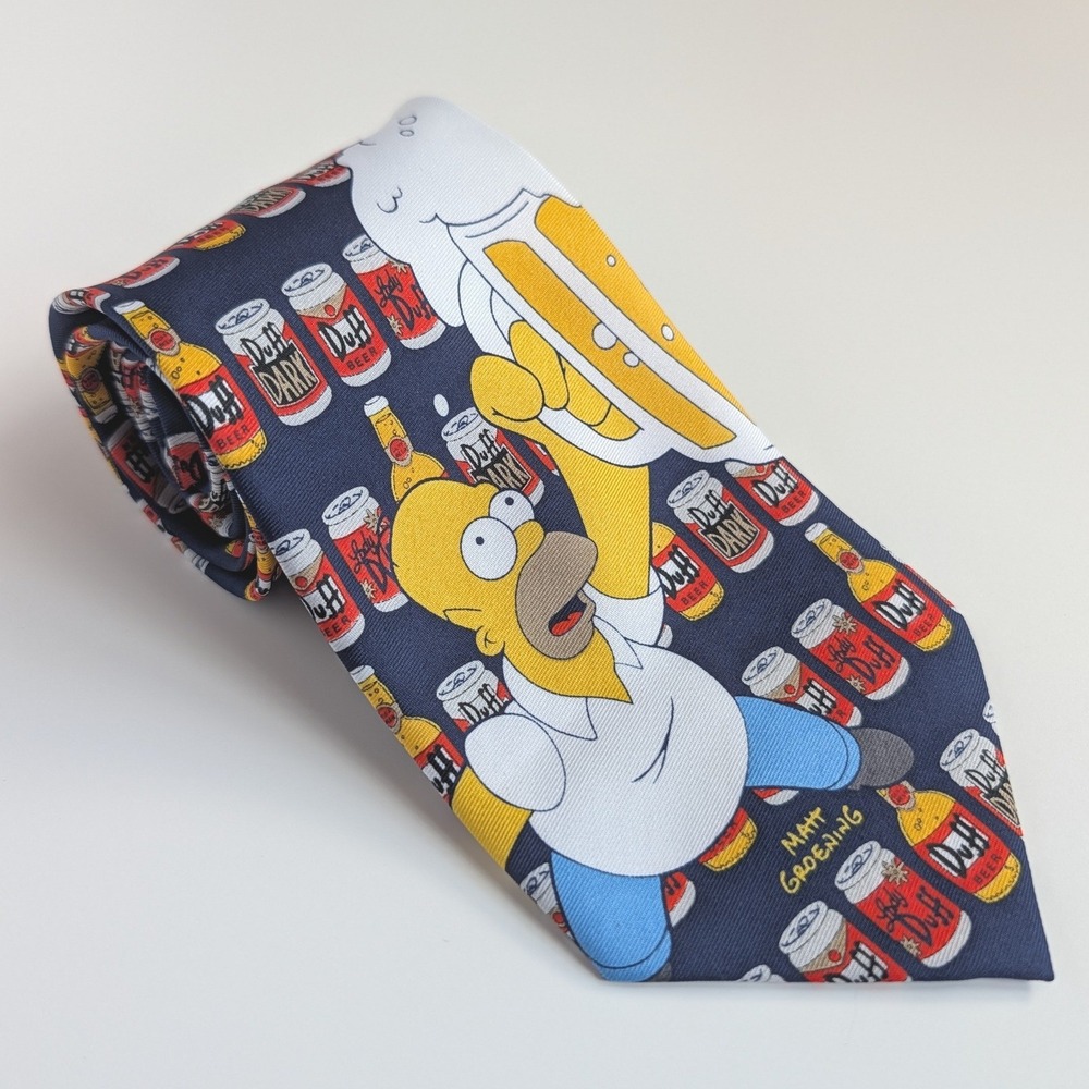 The Simpsons Homer Duff Beer Pitcher Graphic Novelty Tie 2004 Matt Groening VTG